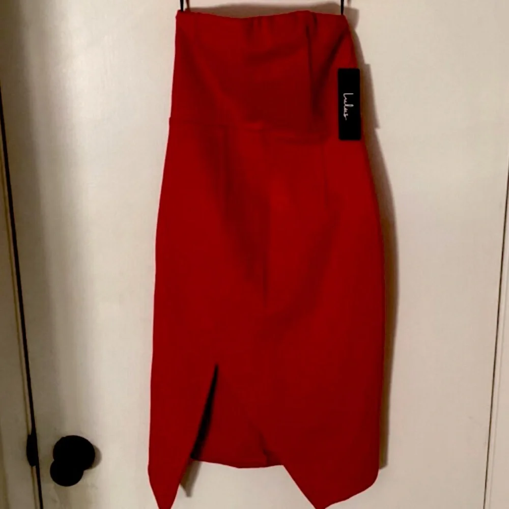 Lulus Jazzie Red Strapless Bodycon Dress Sz M - Picture 5 of 9